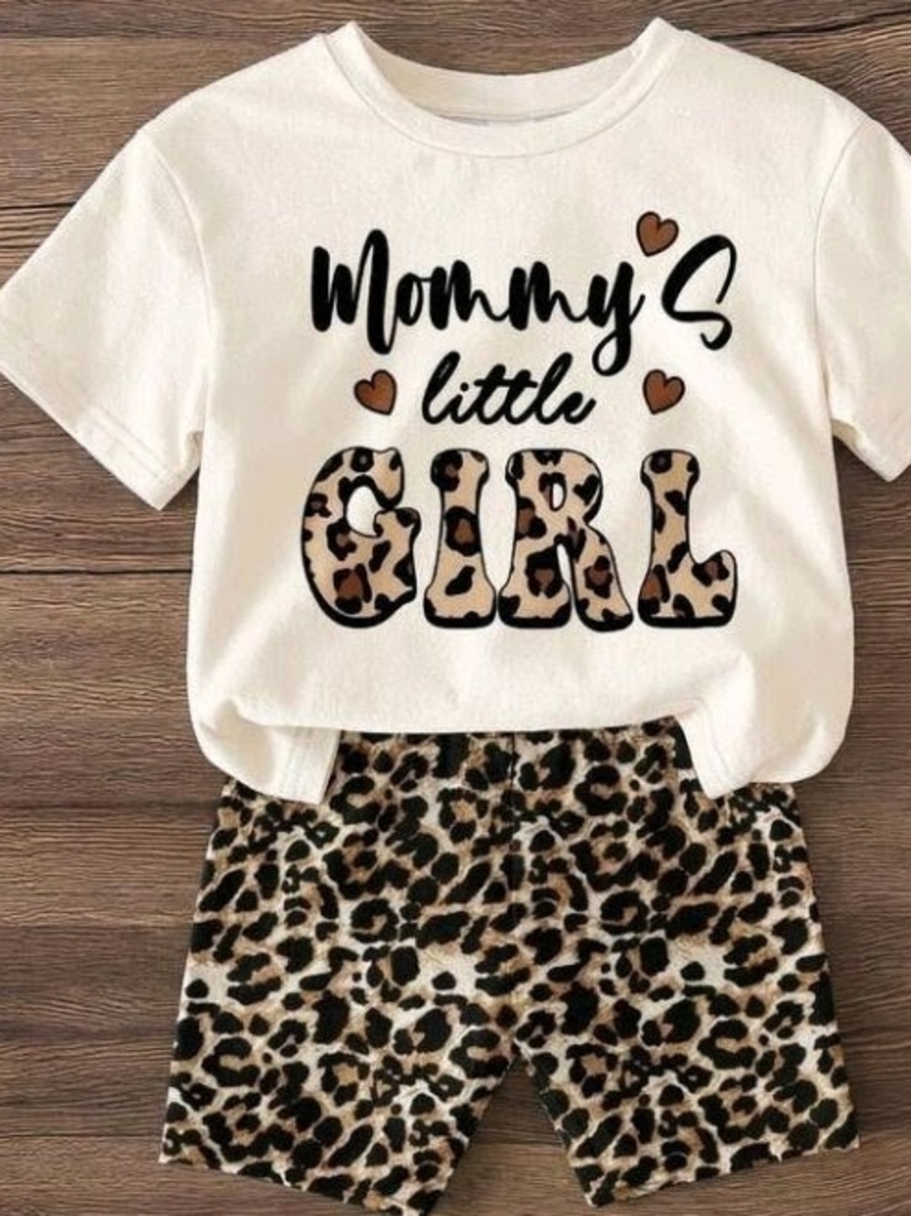 Girls SHEIN "Mommy's Little Girl" Lopard Print (Bonus 1 Bow Set)